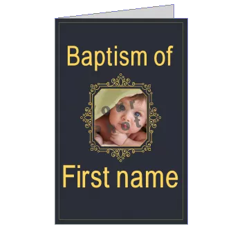 Announcement Baptism Elegant Grey Orange with photo template