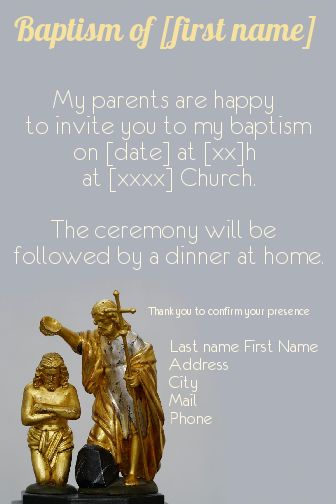 Announcement Baptism Cross Grey free template