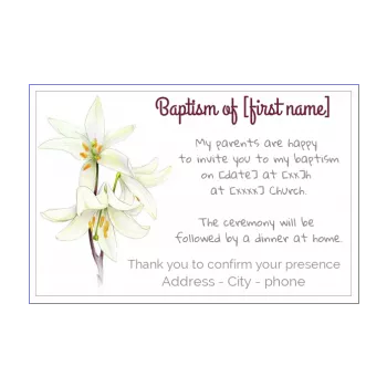 announcement baptism flower white 