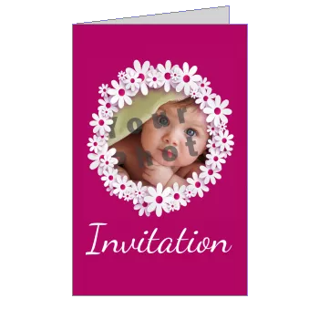 Announcement Baptism Flower Mauve with photo template