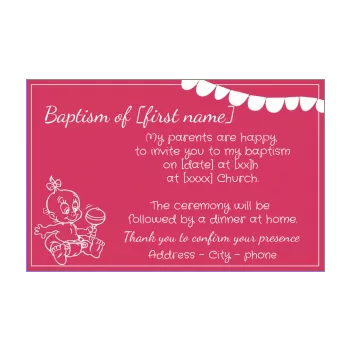 announcement baptism baby girl rose 