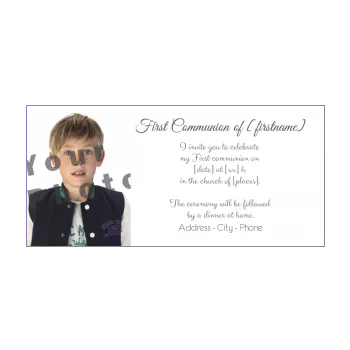 announcement communion boy girl white 