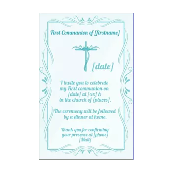announcement communion blue boy cross 