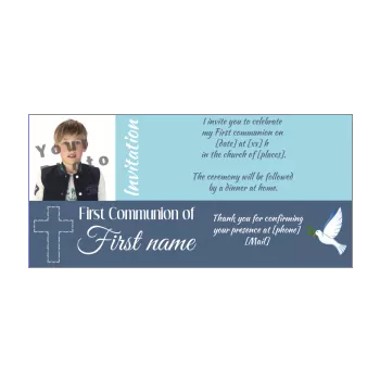 announcement communion bird blue boy cross 