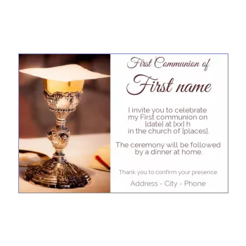 announcement communion girl boy brown church cross 