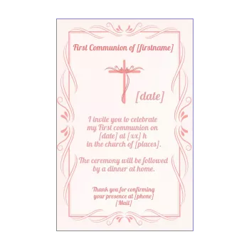 announcement communion cross girl rose 