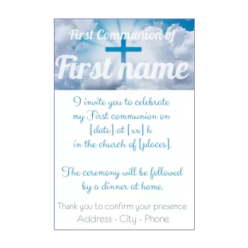 announcement communion blue boy cloud cross girl sky 