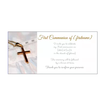 announcement communion girl boy white cross 