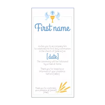 announcement communion bird blue boy drawing 