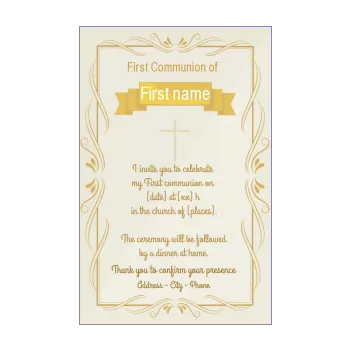 announcement communion golden cross ribbon 