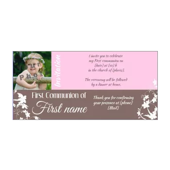 announcement communion brown flower girl rose 