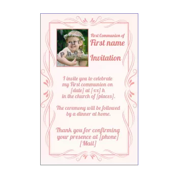 announcement communion elegant girl rose 