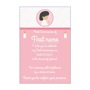 announcement communion candle girl rose 