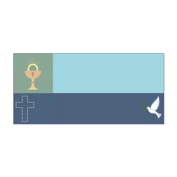 announcement invitation confirmation bird blue boy cross drawing 