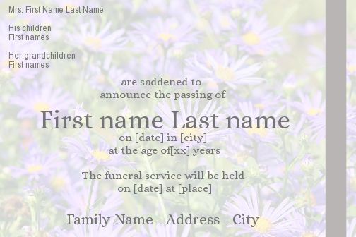 Announcement Death Flower Mauve free template