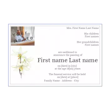 announcement death flower white 