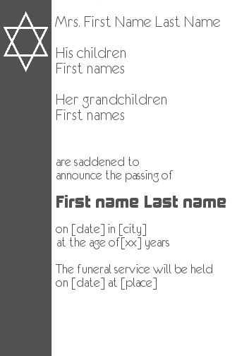 Announcement Death Cross Grey Synagogue free template