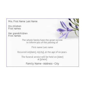 announcement death flower mauve 