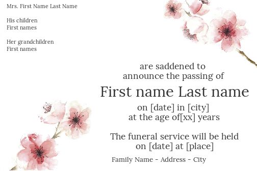 Announcement Death Drawing Flower Rose virtual free