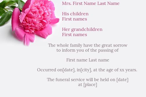 Announcement Death Flower Rose virtual free