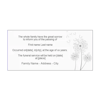 announcement death flower grey 