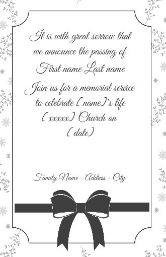 Announcement Death Black Ribbon free template