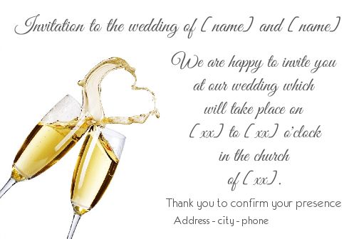 Wedding Announcement Invitation Champagne Heart virtual free