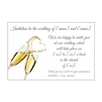 wedding announcement invitation champagne heart white 
