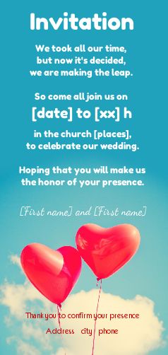 Wedding Announcement Invitation Heart Blue free template