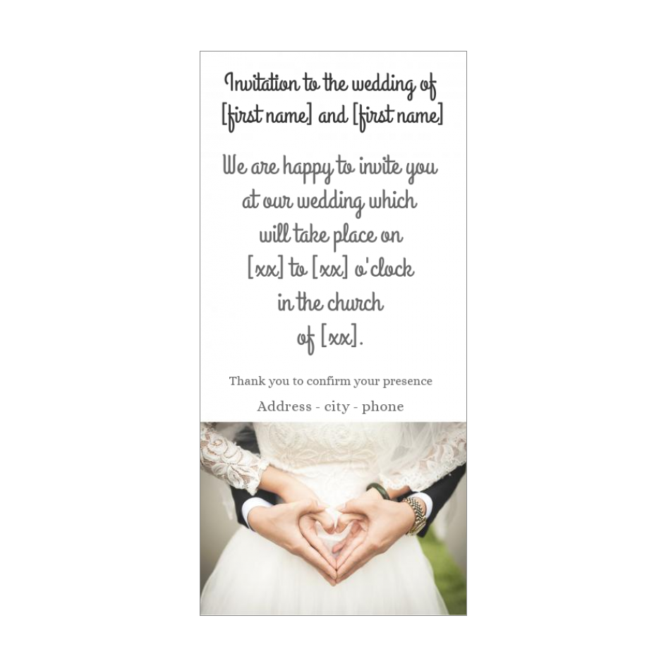 Wedding Invitation Announcement Heart Hand Free Template Card 2322