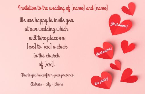 Wedding Announcement Invitation Heart Paper virtual free
