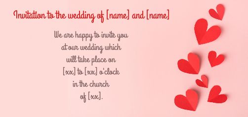 Wedding Announcement Invitation Heart Red virtual free