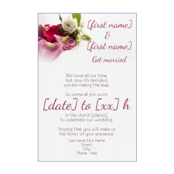 wedding announcement invitation ring flower mauve 