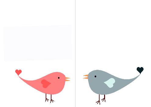 Verso Wedding Announcement Heart Bird Blue free template