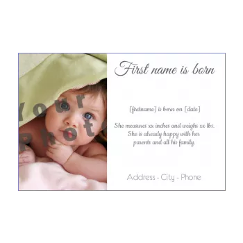 announcement birth baby white 