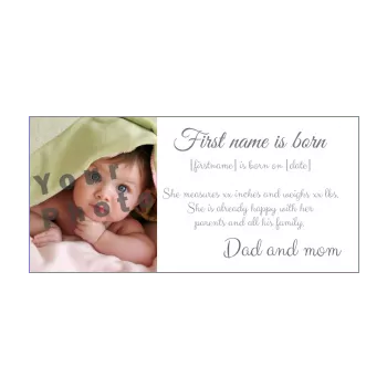 announcement birth baby white 