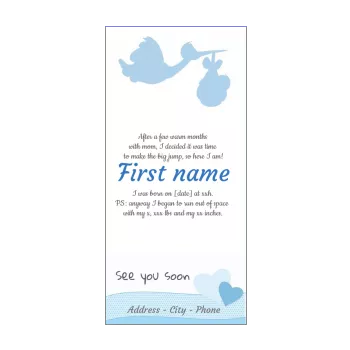 announcement birth bird baby blue boy 