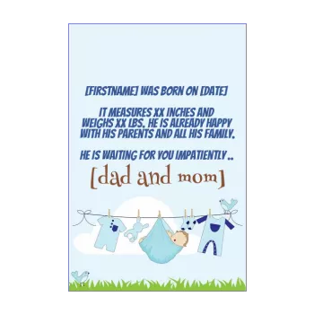 announcement birth baby blue boy cloud drawing sky 