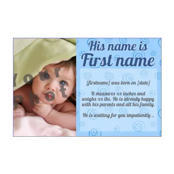 announcement birth baby blue boy 