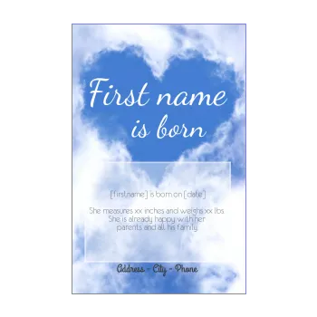 announcement birth baby blue cloud sky 