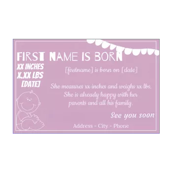 announcement birth baby girl rose 