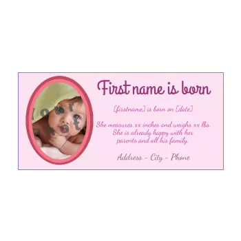 announcement birth baby girl rose 