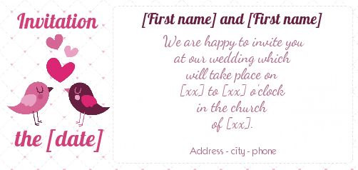 Wedding Announcement Invitation Heart Bird virtual free