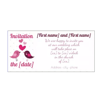 wedding announcement invitation heart bird mauve rose 