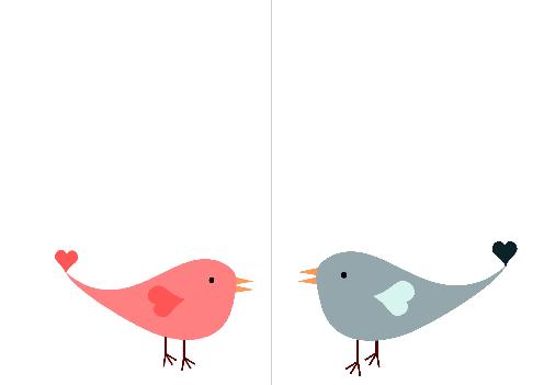 Verso Announcement Pacs Heart Bird Blue free template