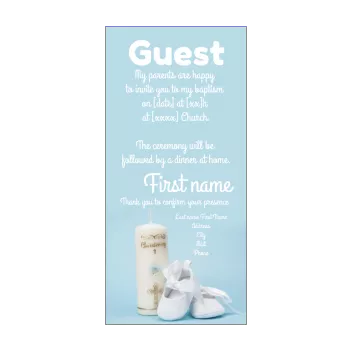 announcement baptism blue boy candle shoe 