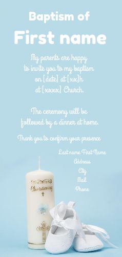Announcement Baptism Blue Boy Candle virtual free