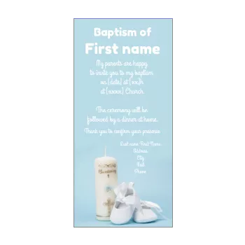 announcement baptism blue boy candle shoe 