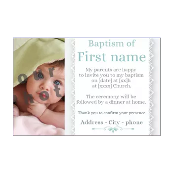 announcement baptism blue elegant grey 
