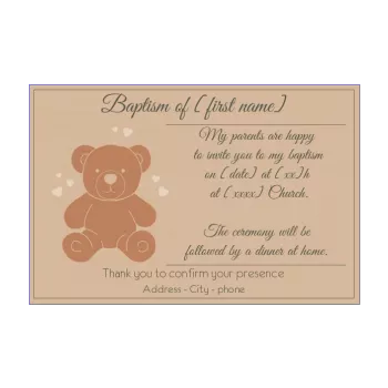 announcement baptism toy bear brown plush 